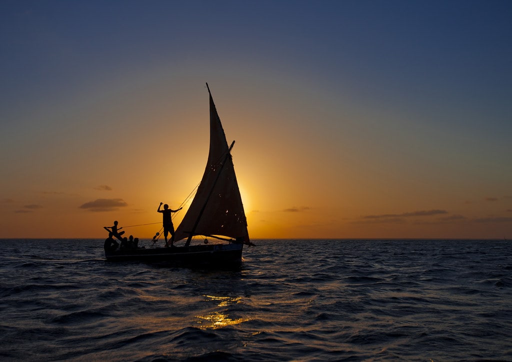 Savannah Dhow sailing at sunset on Kilifi Creek